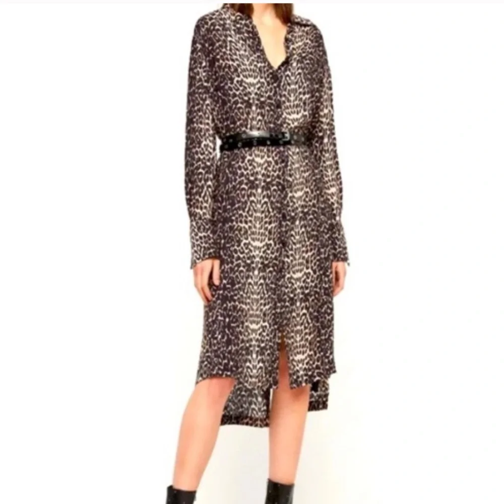 All saints leopard midi dress long sleeve - Picture 9 of 14